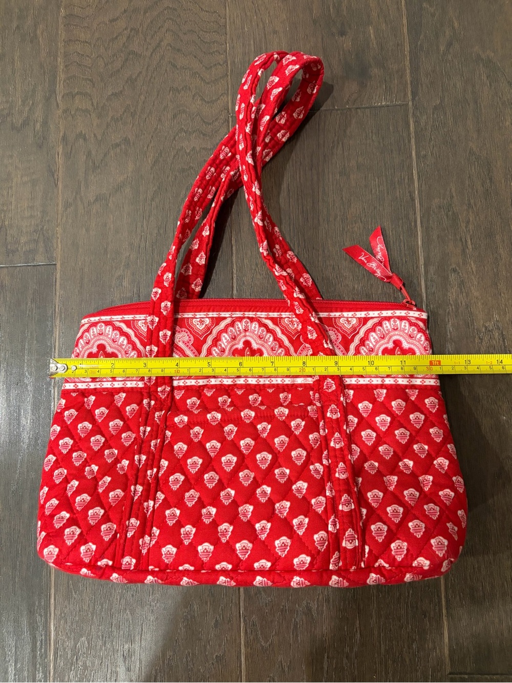 Retired Nantucket Red 2005 Quilted Vera Bradley Tote Bag with Paisley Accent